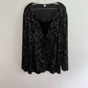 Studio 1940 Glitter Printed Velvet 2fer Blouse Women’s Size 26/28 Elegant‎ Date